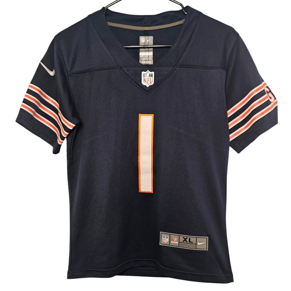 Nike Chicago Bears Justin Fields 1 NFL Jersey Youth XL Navy Blue 18/20 Football